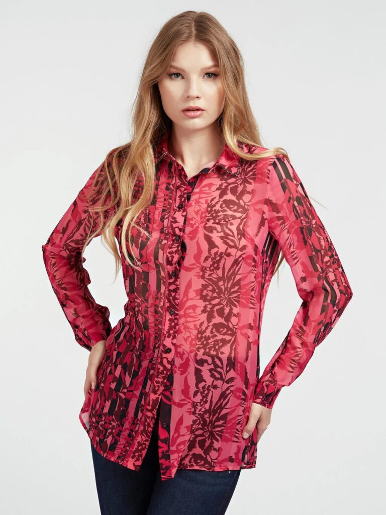 Guess All Over Print Shirt in Red - The Purple Orange