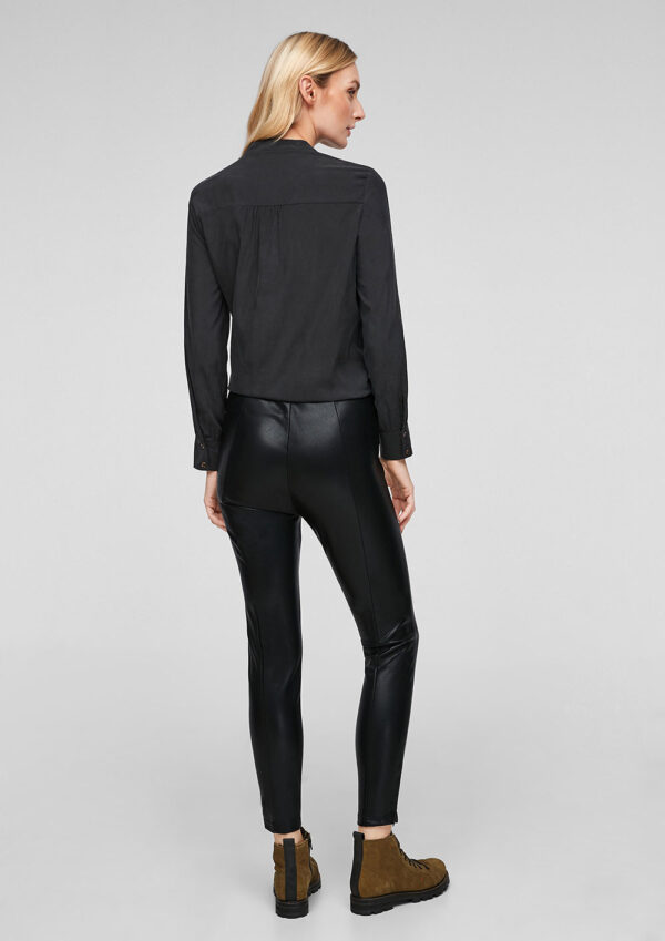 Vegan Leather Trousers with Zip Detail in Black - The Purple Orange